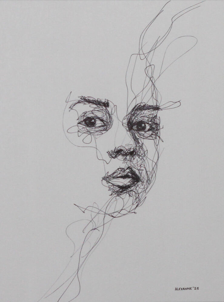 Sérénité, 9"x12", 2025, Sharpie sur papier. (Disponible)