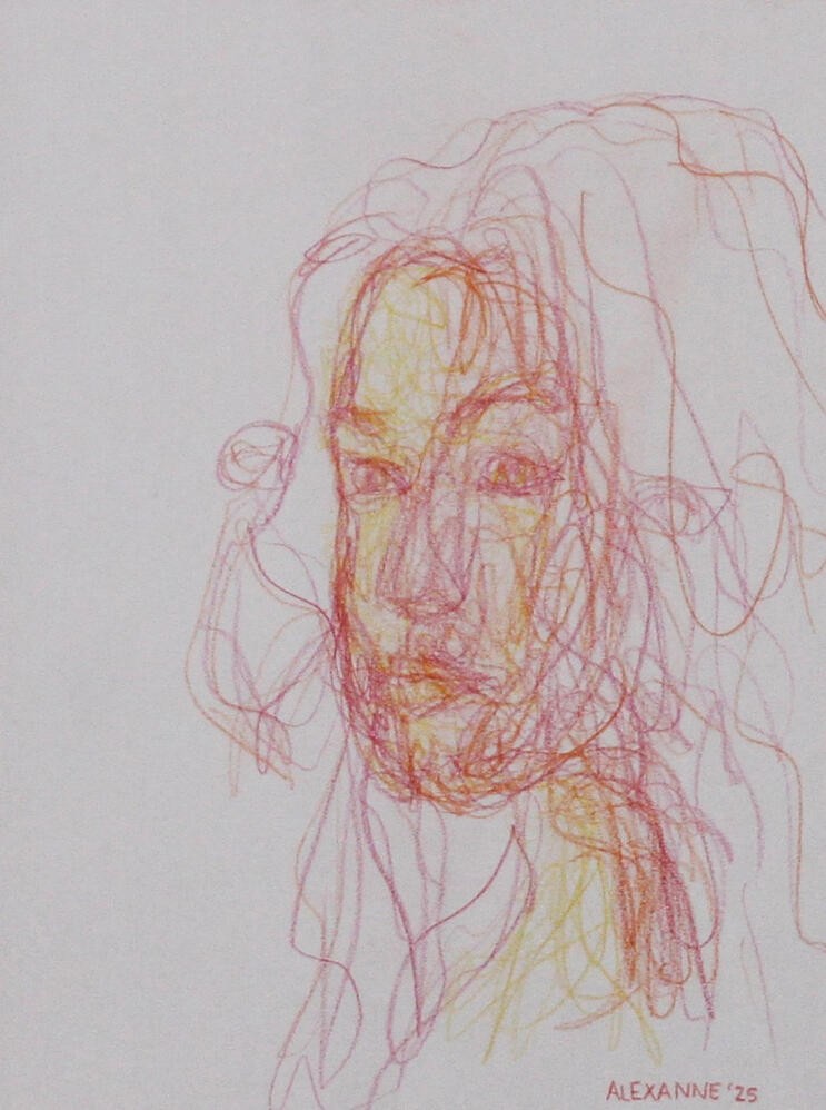 Espoir Rosé, 9"x12", 2025, Crayon de bois sur papier, 125$ encadré ou 115$ juste l'oeuvre