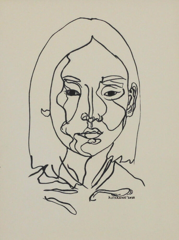 Gravitas, 9"x12", 2022, Feutre sur papier, 125$ encadré ou 115$ juste l'oeuvre